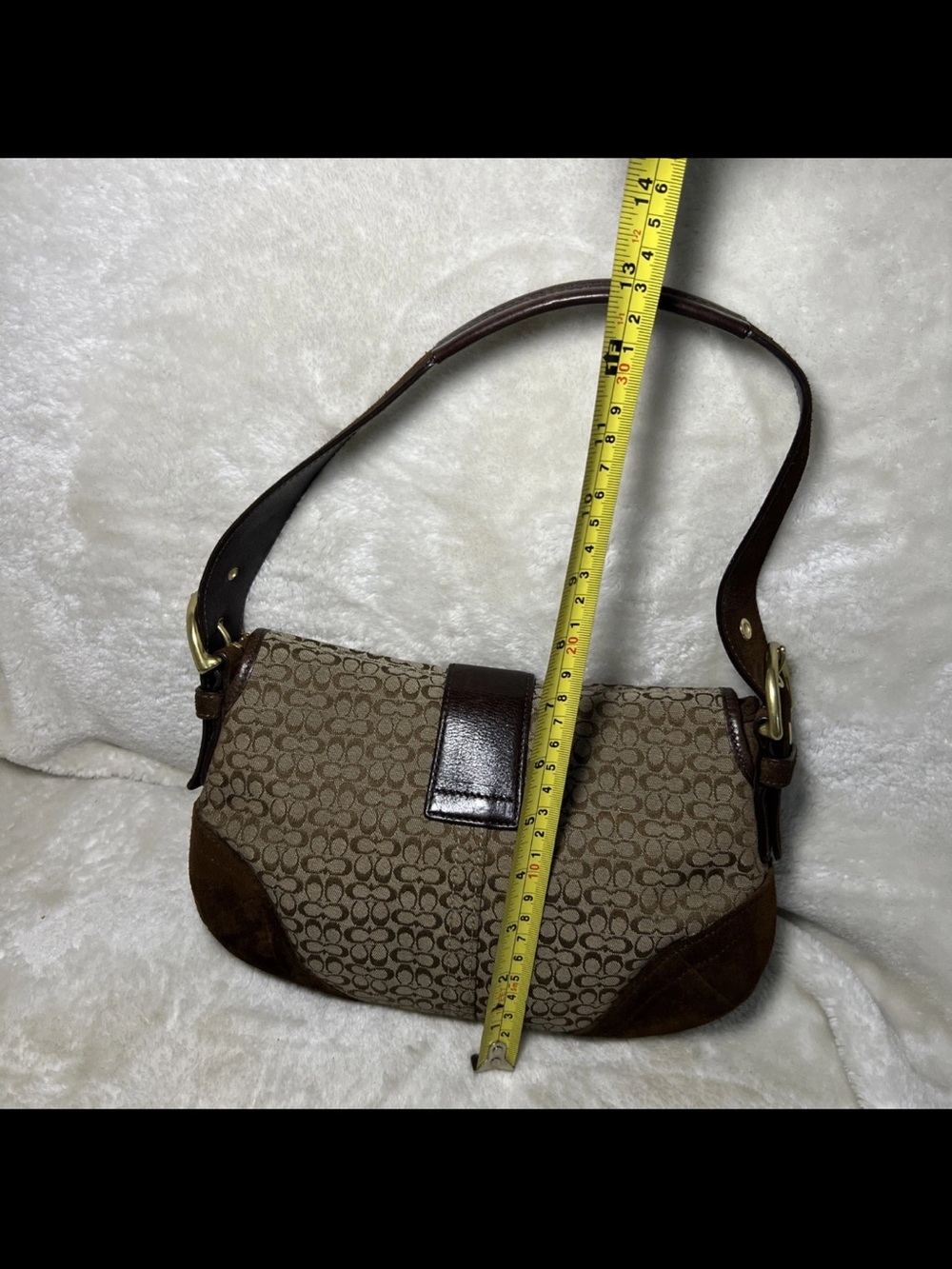 Rare Vintage Coach Soho Y2K Signature Shoulder Bag Brown Canvas & Suede 6818 - Picture 9 of 9